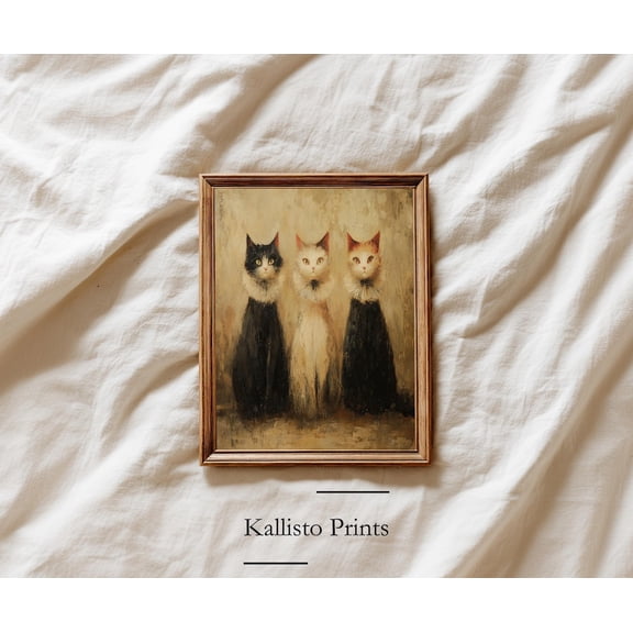 Victorian Cat Portrait Trio Dramatic Feline Wall Art Poster Home Decor, Size 8x12 UNFFRAMED F03.1.6l1834