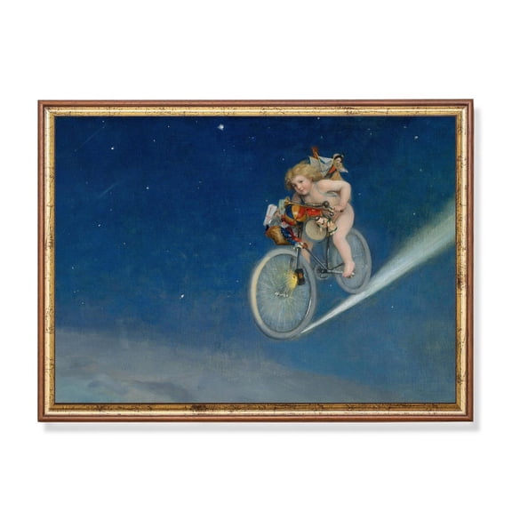 Victorian Cherub on Bicycle Art Print Poster Antique Fantasy, Size 8x12 UNFFRAMED F03.1.7l1310