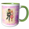 thumbnail image 1 of 3drose, Victorian Children Ice Skating, 11oz Two-tone Green Mug, 1 of 6