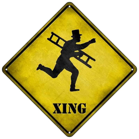 Victorian Chimney Sweeper With Ladder Xing Mini Road Notice Crossing Sign Size: 12 inch x 12 inch