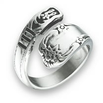 Victorian Claddagh Style Open Wrap Spoon Ring Stainless Steel Band Gray Jewelry Female Male Size 7