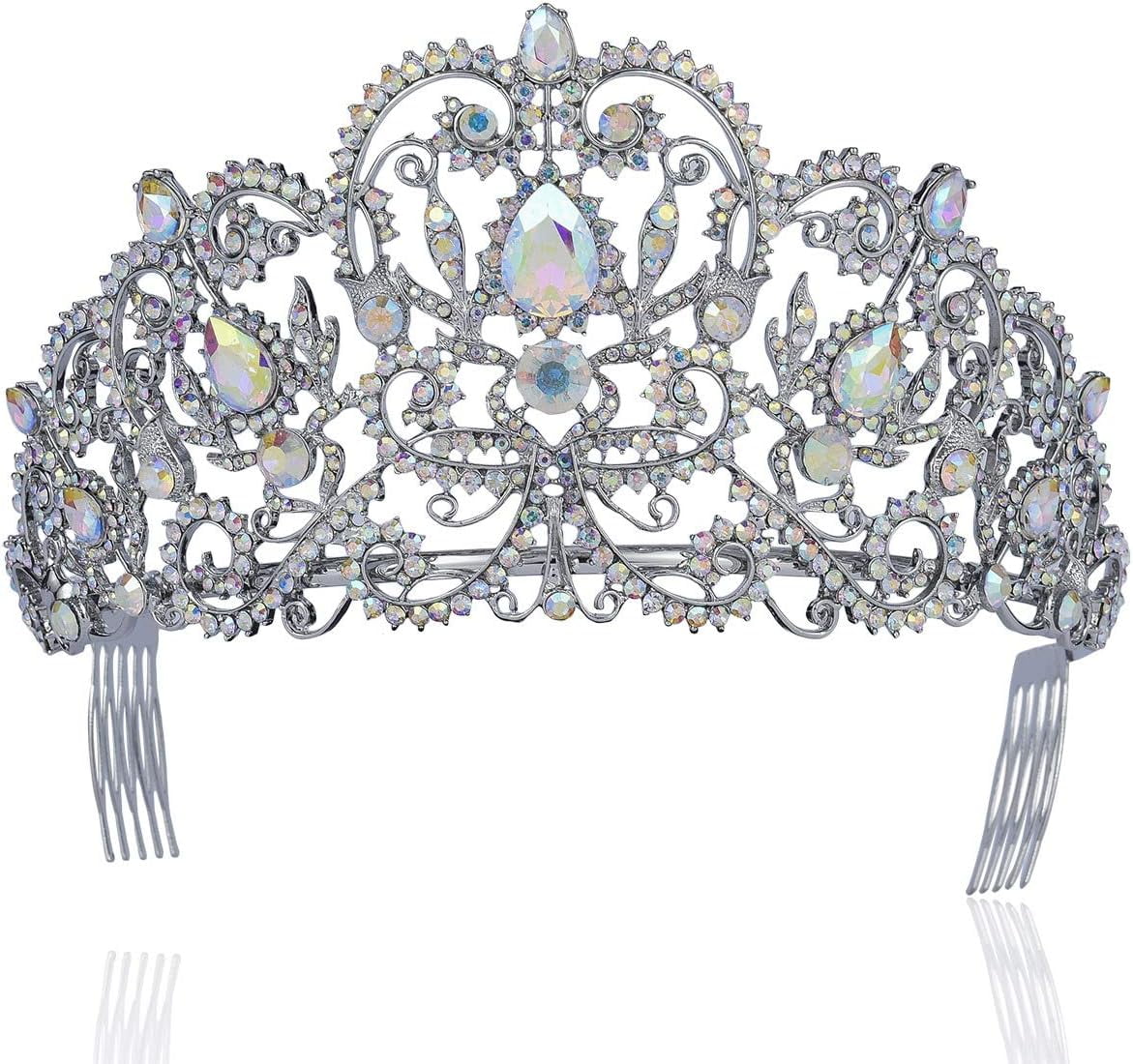 Janefashions TULIP CLEAR WHITE AUSTRIAN CRYSTAL RHINESTONE TIARA CROWN HAIR COMBS VEIL HEADBAND HEADPIECE PAGEANT PARTY BRIDAL PROM T2157 : Buy Online At Best Price In KSA - Souq Is Now - Foto 2