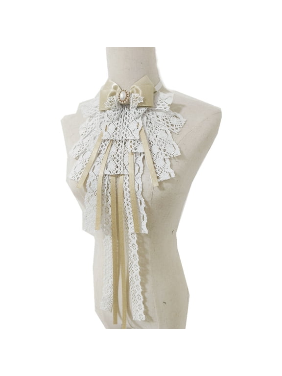 Victorian Collar Gothic Collar Steampunk Jabot Ruffle Collar Halloween l Lace Jabot Necktie Gothic Lolita Detachable Collar