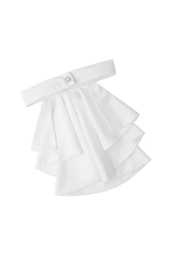 Victorian Colonial Jabot Tie Neck Accessory Medieval White Ruffled Shirt Front Faux Collar for Historical Reenactments