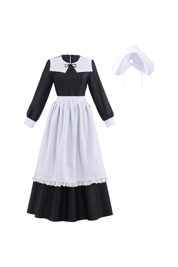 Victorian Colonial Maid Dress Women Costume Civil War Prairie Colonial Dress Outfit