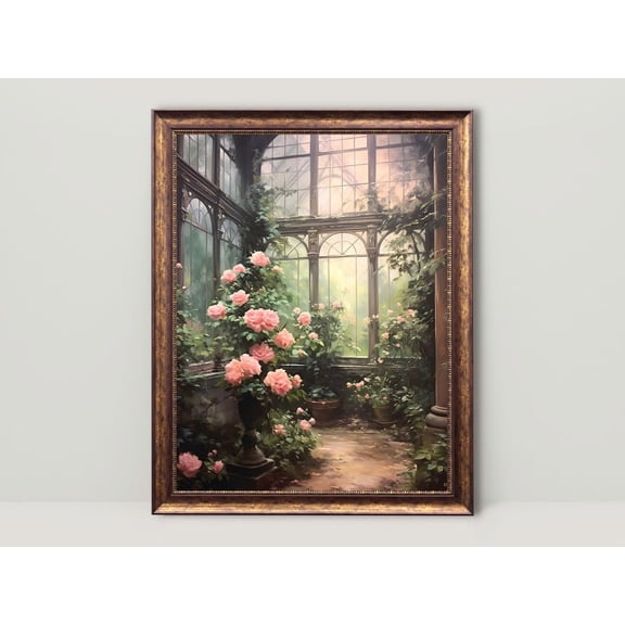 Victorian Conservatory Greenhouse Vintage , Renaissance Aesthetic Art, Coquette Room Decor, Light Academia Wall Art Poster Unframed Paper Print