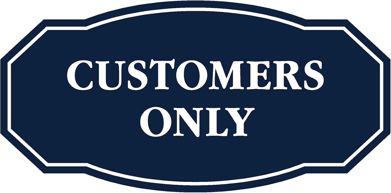 Victorian Customers Business Sign (Navy Blue/White) - Medium (2 Pack ...