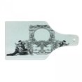 thumbnail image 1 of Victorian Cutting Board, Victorian Frame with a Gladiator Warrior Roman Headpiece Design, Decorative Tempered Glass Cutting and Serving Board, Wine Bottle Shape, Black and White, by Ambesonne, 1 of 1