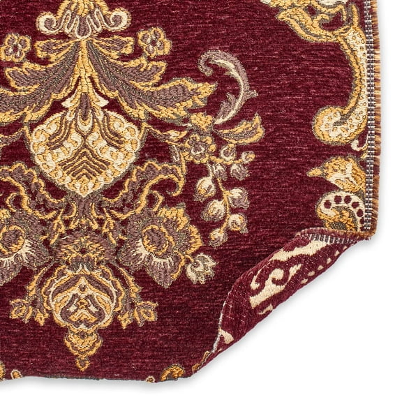 Victorian Damask Chenille Upholstery Brocade&nbsp;Jacquard 56/57" Fabric By The Yard - Turquoise / Gold