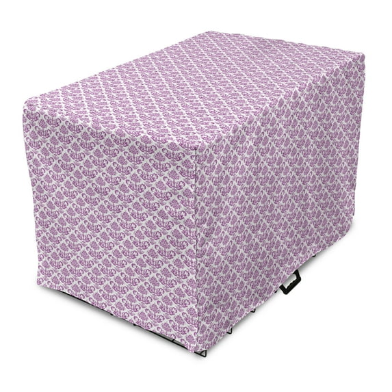 Victorian Dog Crate Cover, Floral Lavender Color Bloom Blossoms Flowering Continuous Classy Design Print, Easy to Use Pet Kennel Cover Small Dogs Puppies Kittens, 7 Sizes, Fuchsia, by Ambesonne