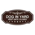 thumbnail image 1 of Victorian Dog In Yard Keep Gate Closed Sign (Dark Brown) - Medium 4" X 8", 1 of 1