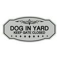 thumbnail image 1 of Victorian Dog In Yard Keep Gate Closed Sign (Lt Gray) - Small 3" X 6", 1 of 1