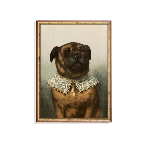 Victorian Dog Portrait Art Print Poster Pug in Lace Collar, Size 8x12 UNFFRAMED F03.1.7l880