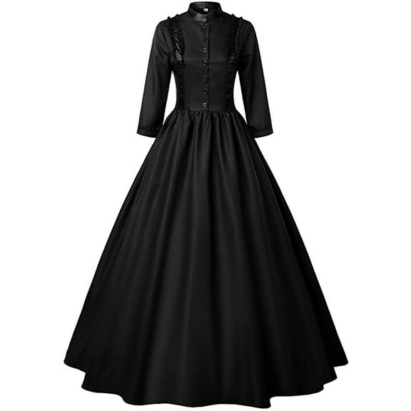 Victorian Dress for Women 1800s Button Down Long Sleeve Edwardian Dress Vintage Medieval Renaissance Costume