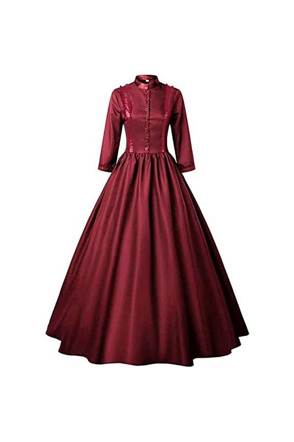Victorian Dress for Women 1800s Button Down Long Sleeve Edwardian Dress Vintage Medieval Renaissance Costume