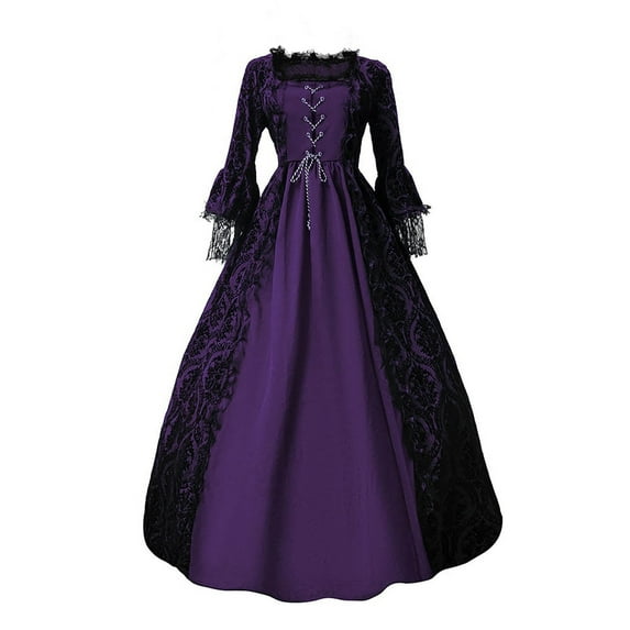 Victorian Dress for Women Halloween Costume Princess Dress Flare Sleeve Court Retro Dresses Plus Size Vintage Ball Gown
