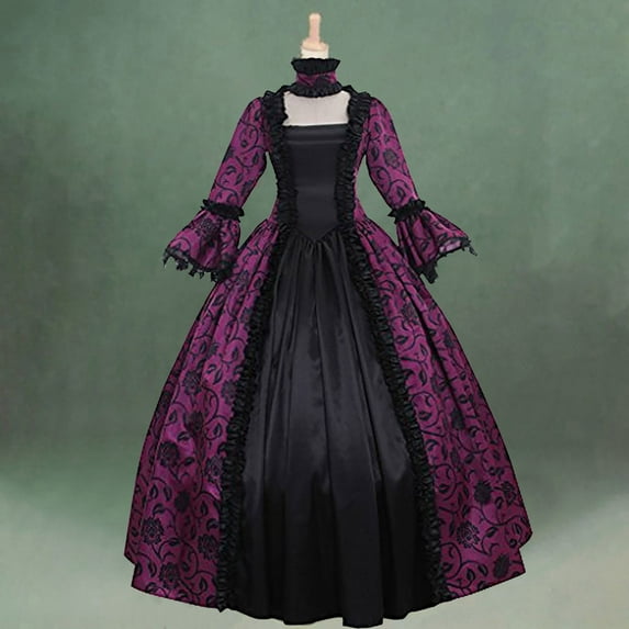 Victorian Dress for Women Halloween Costume Princess Dress Flare Sleeve Court Retro Dresses Plus Size Vintage Ball Gown