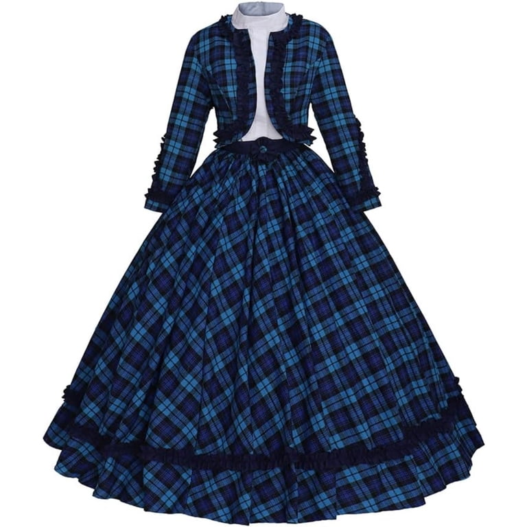 Women's Victorian Dickens Fair Dress Blue Plaid Civil War Ball Gown Southern Belle Costume - Walmart.com Women's Victorian Dickens Fair Dress Blue Plaid Civil War Ball Gown Southern Belle Costume - Walmart.com