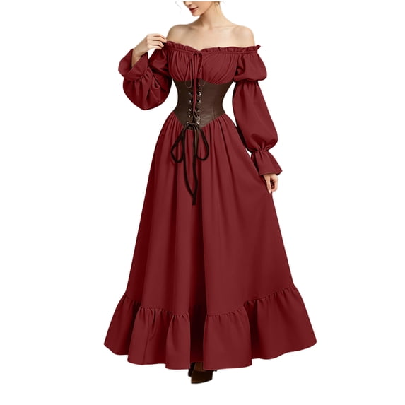 Victorian Dresses for Women Vintage Elegant Medieval Dress Plus Size off Shoulder Corset Dresses Renaissance Halloween Costume