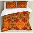 thumbnail image 1 of Victorian Duvet Cover Set, Vintage Style Flower with Medieval Tones Rococo Baroque Esoteric Motif, Decorative 3 Piece Bedding Set with 2 Pillow Shams, Queen Size, Mustard Orange, by Ambesonne, 1 of 3