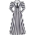 thumbnail image 1 of Victorian Edwardian Stripe Dress Womens Black White Beetle Dress Gothic Vintage Striped Jacket Dress Set, 1 of 7