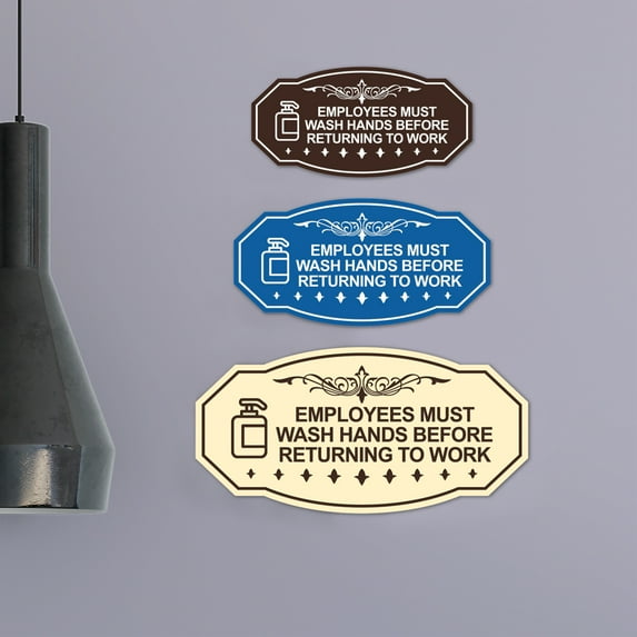 Victorian Employees Must Wash Hands Before Returning To Work (Soap) Sign (Ivory/Dark Brown) - Large