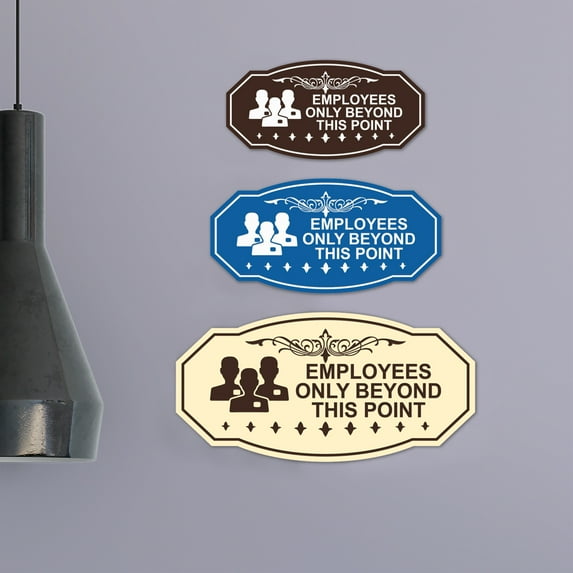 Victorian Employees Only Beyond This Point (Workers) Sign (Brushed Silver) - Small