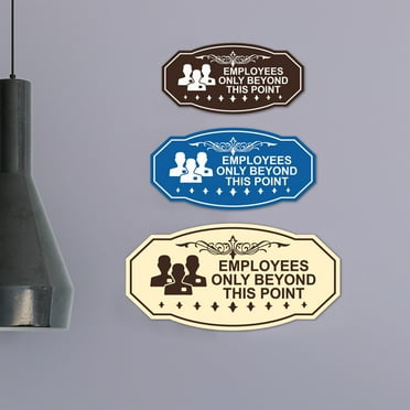 Victorian Employees Only Beyond This Point (Workers) Sign (Navy Blue / White) - Large