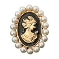 thumbnail image 1 of Victorian Era Inspired Cameo Brooch With Rhinestones And Pearls For Women Fashion Statement Jewelry Clothing Accessory, 1 of 13