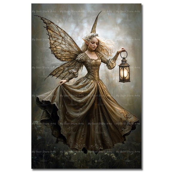 Victorian Fairy Poster, Fantasy Fairytale, Whimsical Fae, Moody Gothic Themed Picture, Mystical Woman, Living Room And Gallery Wall Decor