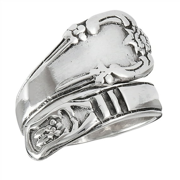 Victorian Fancy Vintage Spoon Ring Sterling Silver Flower Thumb Band 925 Jewelry Female Male Size 9