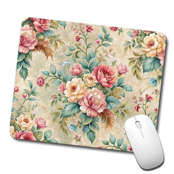 Victorian Flowers Wallpaper Mouse Pad Low Profile Gaming Mat