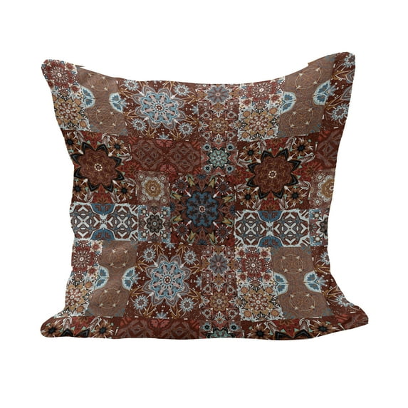 Victorian Fluffy Throw Pillow Cushion Cover, Classic Victorian Floral Motives and Mandala Pattern, Rectangle Accent Pillow Case, 36" x 16", Multicolor, by Ambesonne