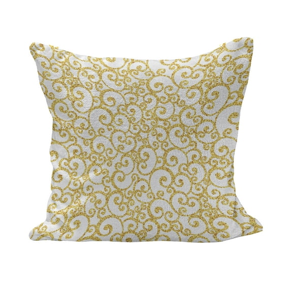 Victorian Fluffy Throw Pillow Cushion Cover, Floral Ivy Swirls in Golden Yellow Shade Antique Motif Inspired Art Print, Rectangle Accent Pillow Case, 26" x 16", Yellow and White, by Ambesonne