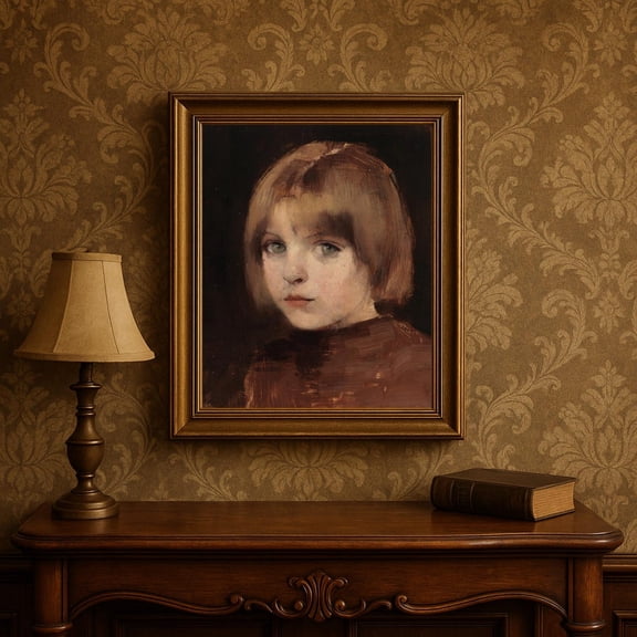 Victorian Girl Portrait Antique Child, Rustic Home Decor Unframed Paper Print