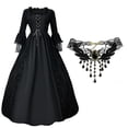 thumbnail image 1 of Victorian Gothic Ball Gown Dress with Lace Details & Choker Necklace - Renaissance Inspired Evening Dress, 1 of 8