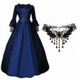 thumbnail image 1 of Victorian Gothic Ball Gown Dress with Lace Details & Choker Necklace - Renaissance Inspired Evening Dress, 1 of 6