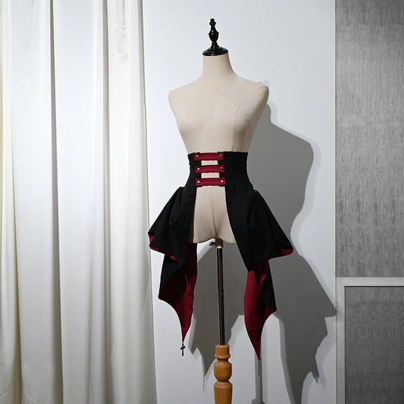 Victorian Gothic Half Skirt for Women Steampunk Punk Lace Up Skirt Renaissance High Waisted Novelty Overskirt