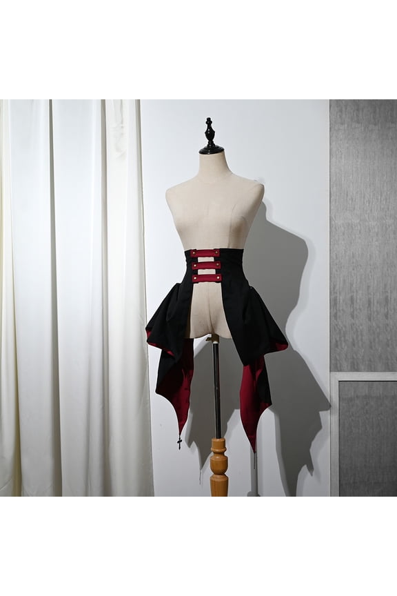 Victorian Gothic Half Skirt for Women Steampunk Punk Lace Up Skirt Renaissance High Waisted Novelty Overskirt
