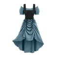 thumbnail image 1 of Victorian Gothic High Low Dress for Women, Puff Sleeve Lace Up Steampunk Renaissance Cosplay Party Dress, 1 of 5
