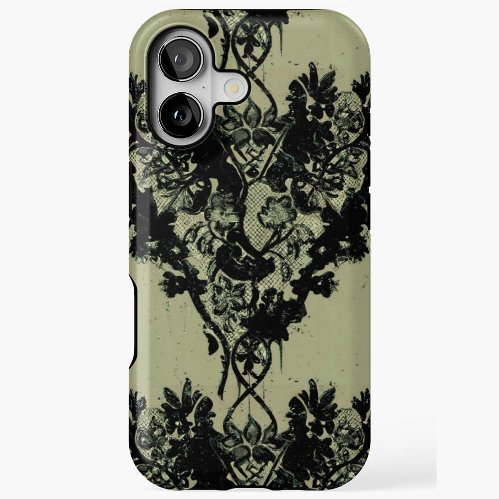 Victorian Gothic Lace Black Line Pattern Case with iPhone 17 to 11 Pro ...