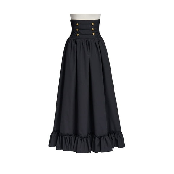 Victorian Gothic Lace Up High Waist A Line Skirt Medieval Vintage Long Midi Skirt