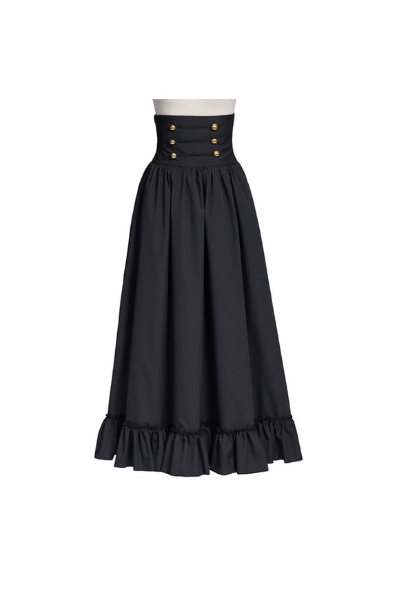 Victorian Gothic Lace Up High Waist A Line Skirt Medieval Vintage Long Midi Skirt