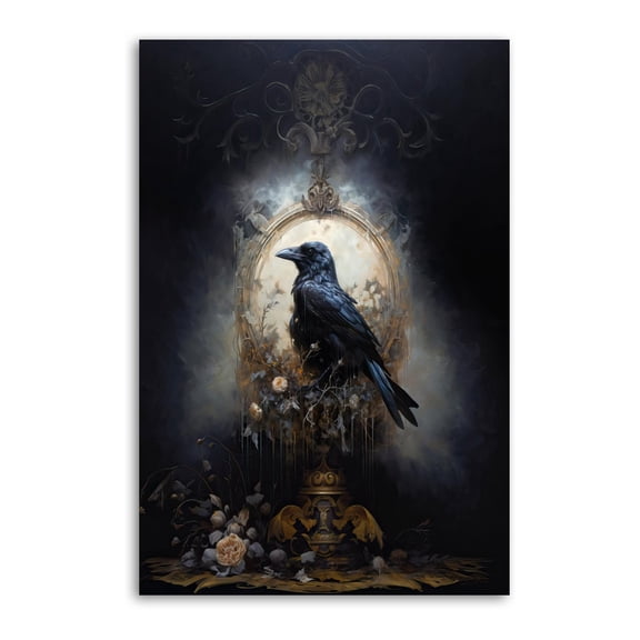 Victorian Gothic Raven Dark Occult Print Photo Art Painting Canvas Poster Home Decorative Bedroom Modern Decor Posters Gifts 12x18inch(30x45cm)