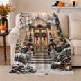 thumbnail image 1 of Victorian Greenhouse Christmas Scene Snowy Conservatory Red Bows, Festive Holiday Scene, Warm Flannel Blanket for Living Room and Family Room, Art Lovers Christmas Gift, Festive Home Decor, 1 of 9
