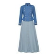 thumbnail image 1 of Victorian Holmes Blue Bustle Dress Set - Women's Edwardian Double-Breasted Jacket & Skirt Outfit, 1 of 12