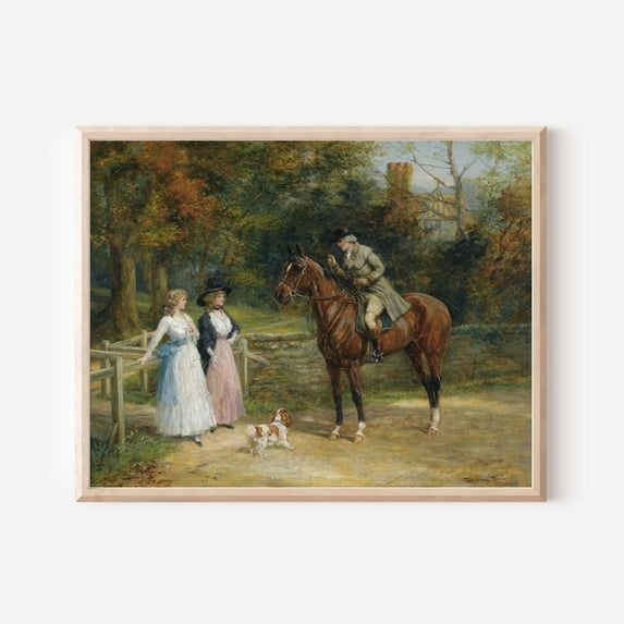 Victorian Horseback Rider Poster English Countryside Art Home Decor, 24x36 UNFRAMED