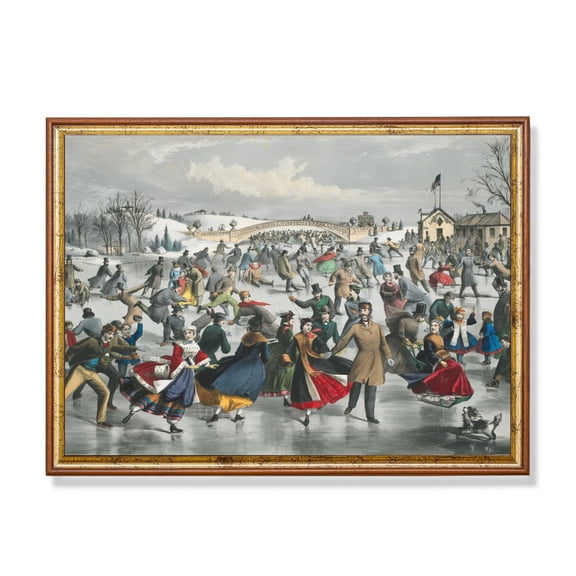 Victorian Ice Skating Print Poster 19th Century Winter Scene, Size 8x12 UNFFRAMED F03.1.7l447