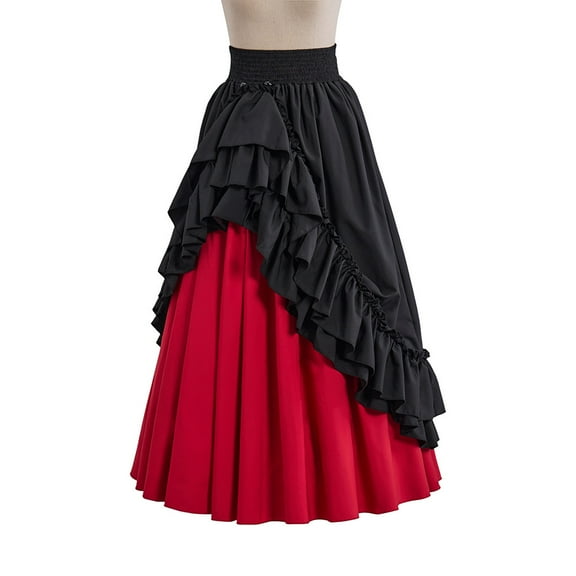 Victorian Inspired Gothic Punk Skirt for Women High Waist Elastic Midi Length