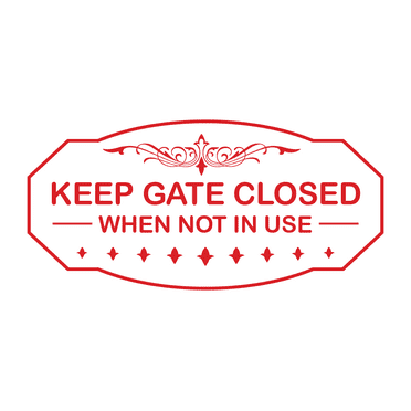 Victorian Keep Gate Closed When Not in Use Sign (White/Red) - Large
